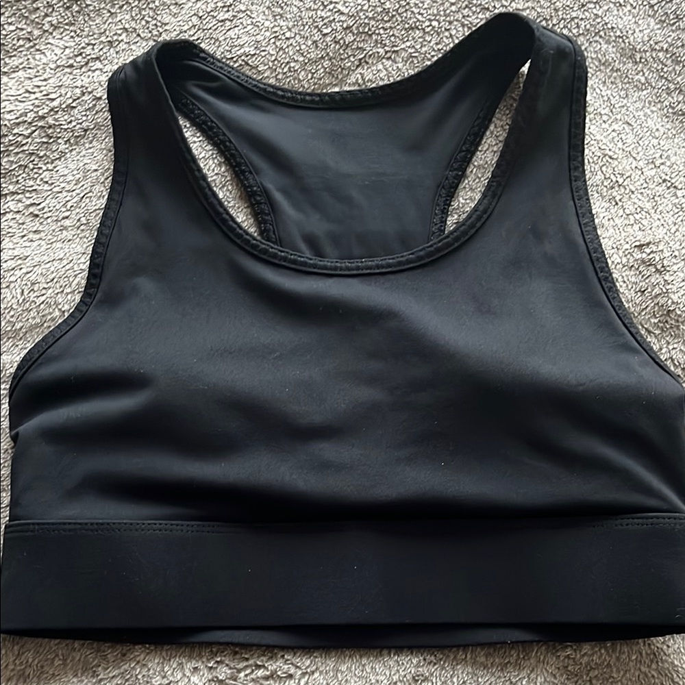 Black Racerback Sports Bra with Wide Supportive Band